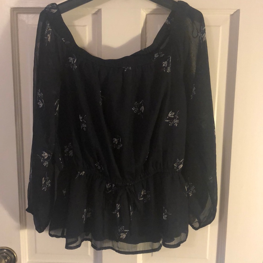 Abercrombie Navy Flower Blouse